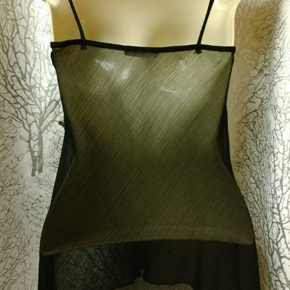 Semi-Sheer Black top with Gold sequin accent NWOT - Picture 4 of 4